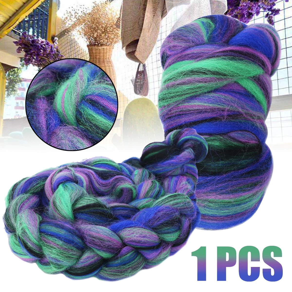 114g Multi-color Merino Wool Mulberry Silk Blend Combed Top Wool Roving for Needle Felted Wool Knitted Blanket 4 oz