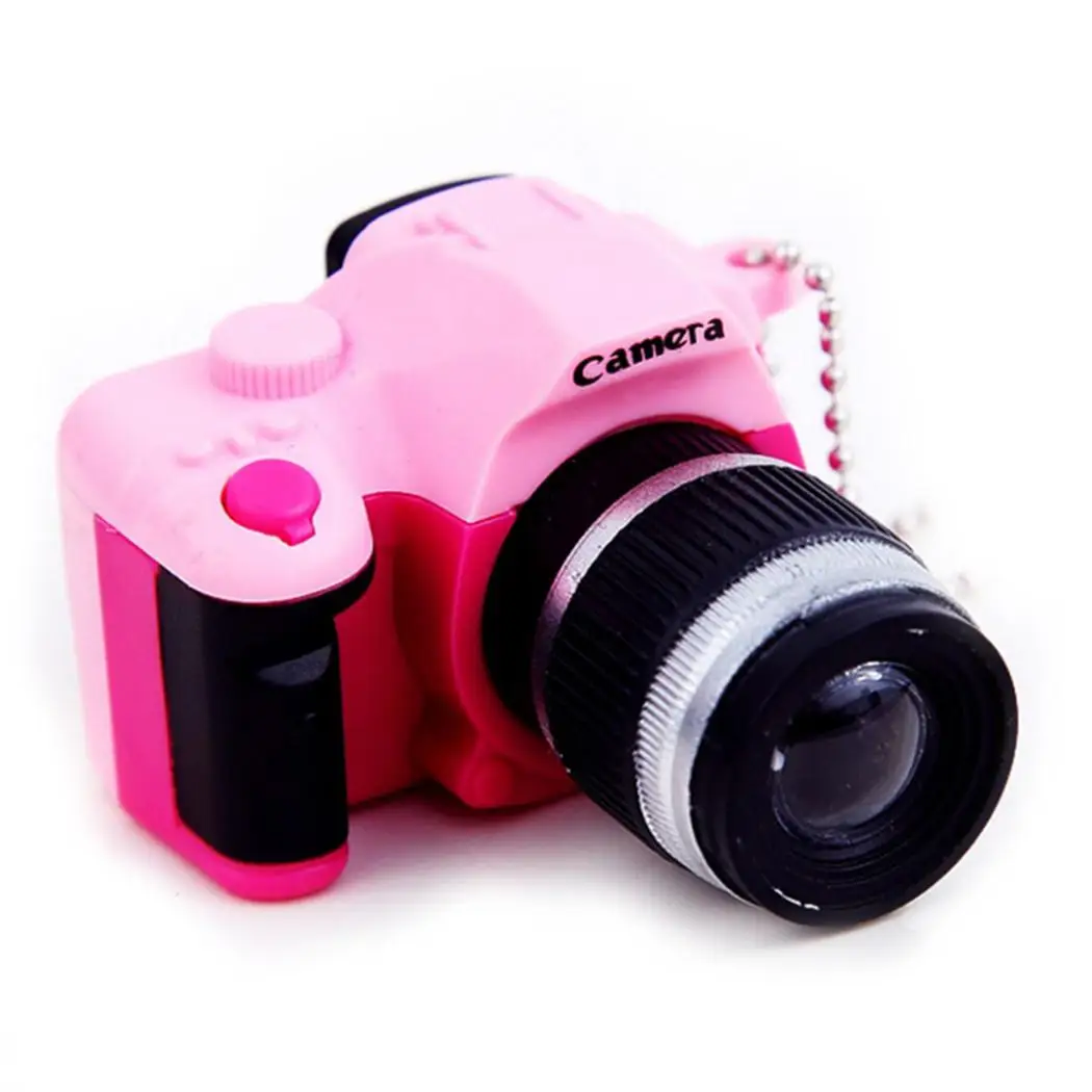 

Pink Retro Camera Keychain Key Chain Gift Mini LED Shape Charm Light with Black Green Accessories Bag Gray Yellow Blue
