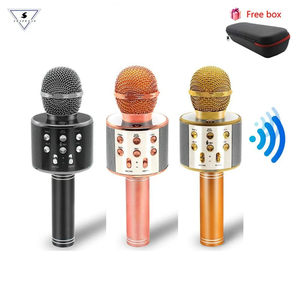 

Wireless Condenser Handheld Microphone Built-in Speaker Bluetooth Portable Karaoke mic Compatible With PC/iPad/iPhone/Smartphone