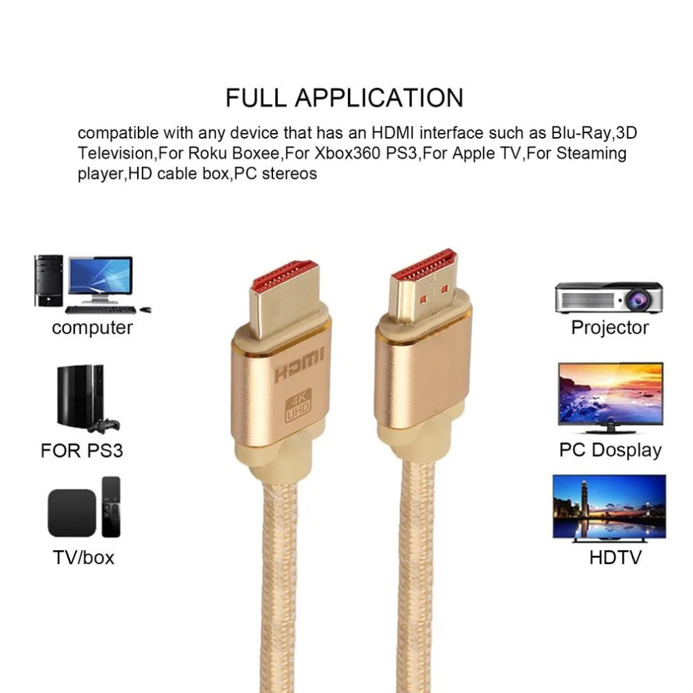 High Quality Gold-plated HDMI2.0 4K 1080P HDMI Cable DurableHDMI Cable 3D Metal Connector For TV LCD Laptop Projector Computer