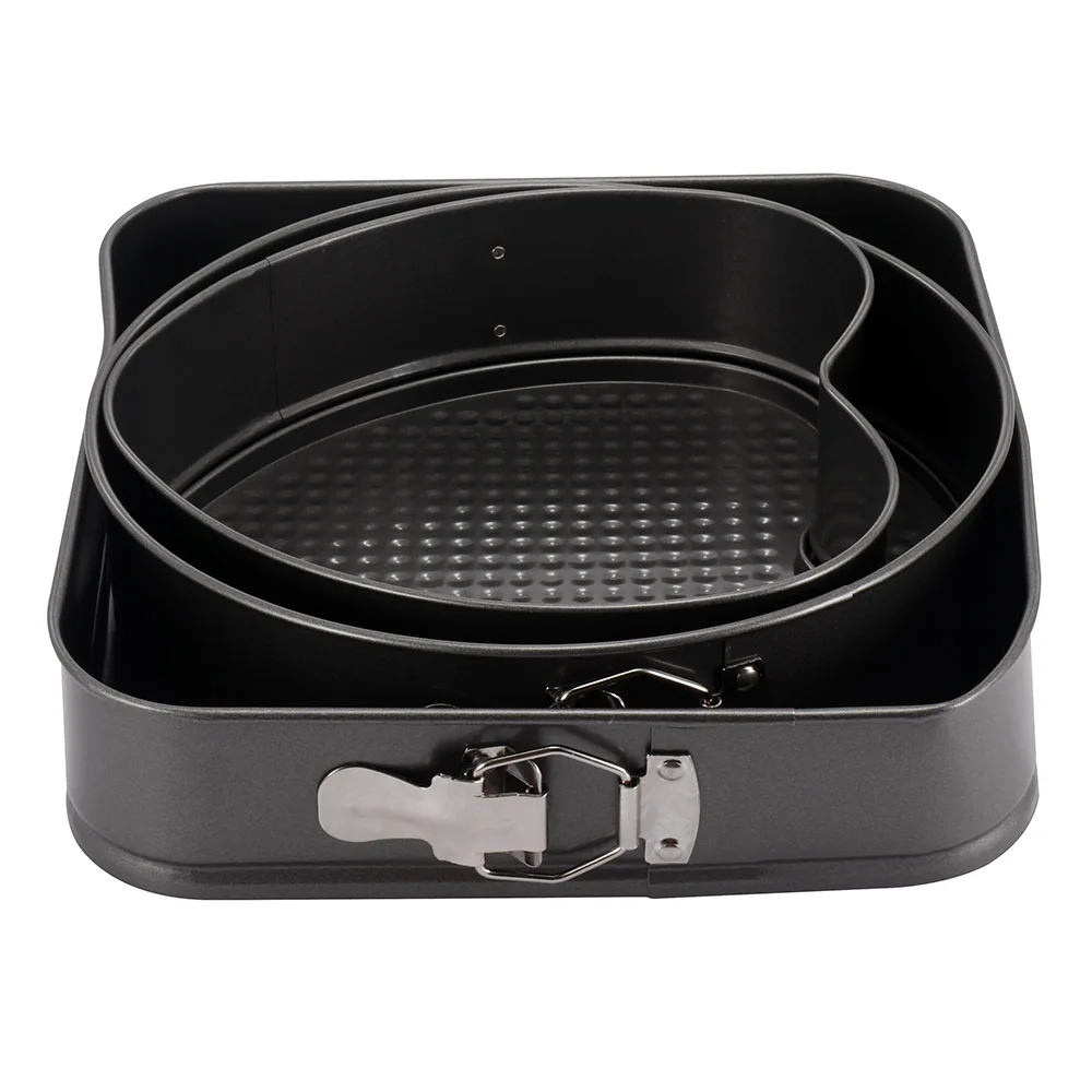 

3pcs Non-stick Cake Mold Bakeware Pans Round Square Heart Shaped Cake Forms Removable Bottom DIY Kitchen Baking Cake Tools