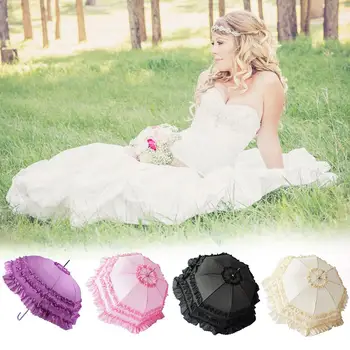 

89cm Sweet Double Lace Umbrella Bridal Princess Sun Umbrella Dome Frilly Wedding Photography Props Parasols Household Rain Gear