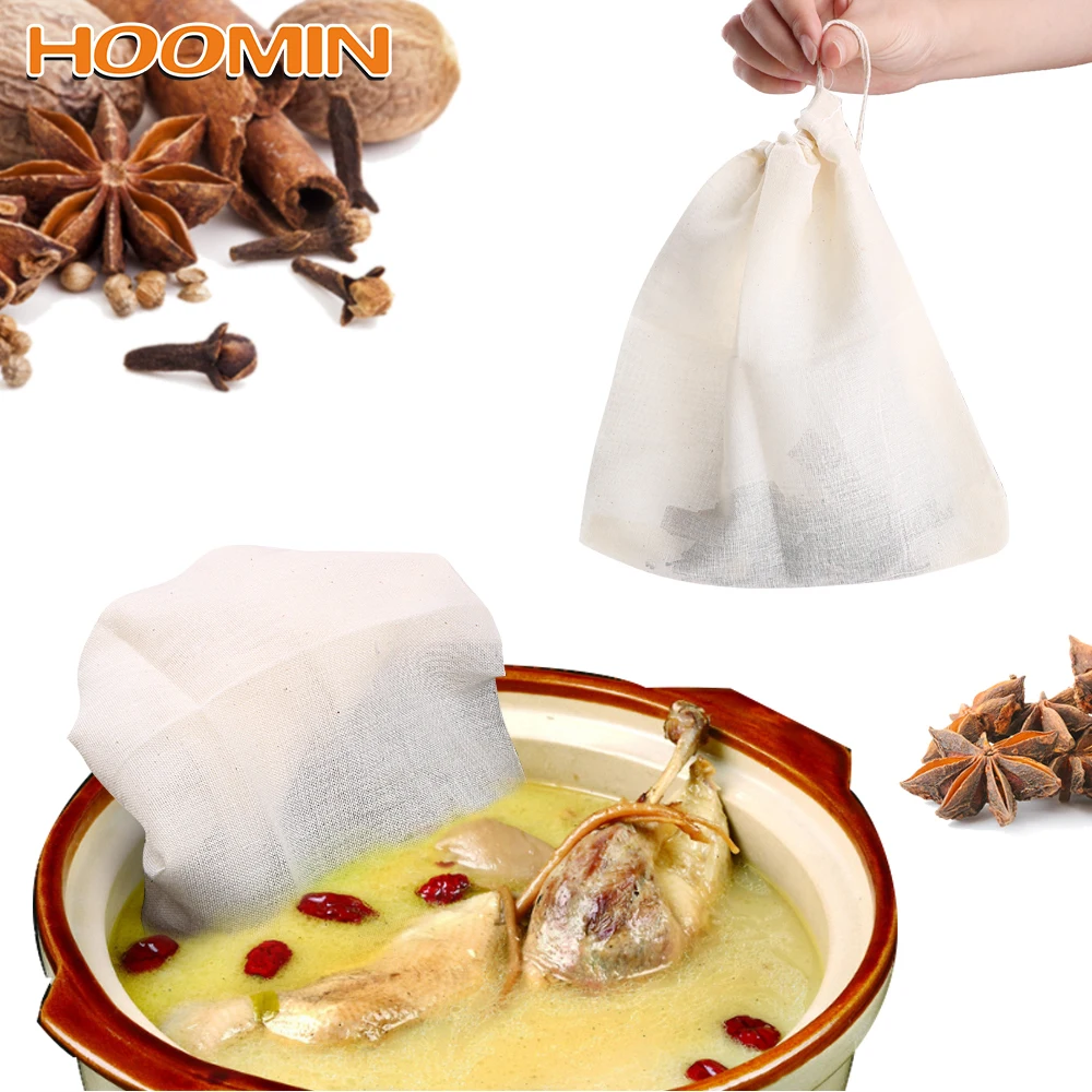 HOOMIN 1 шт Чай сумка Многофункциональный суповой пакет Многоразовые Drawstring Хлопка