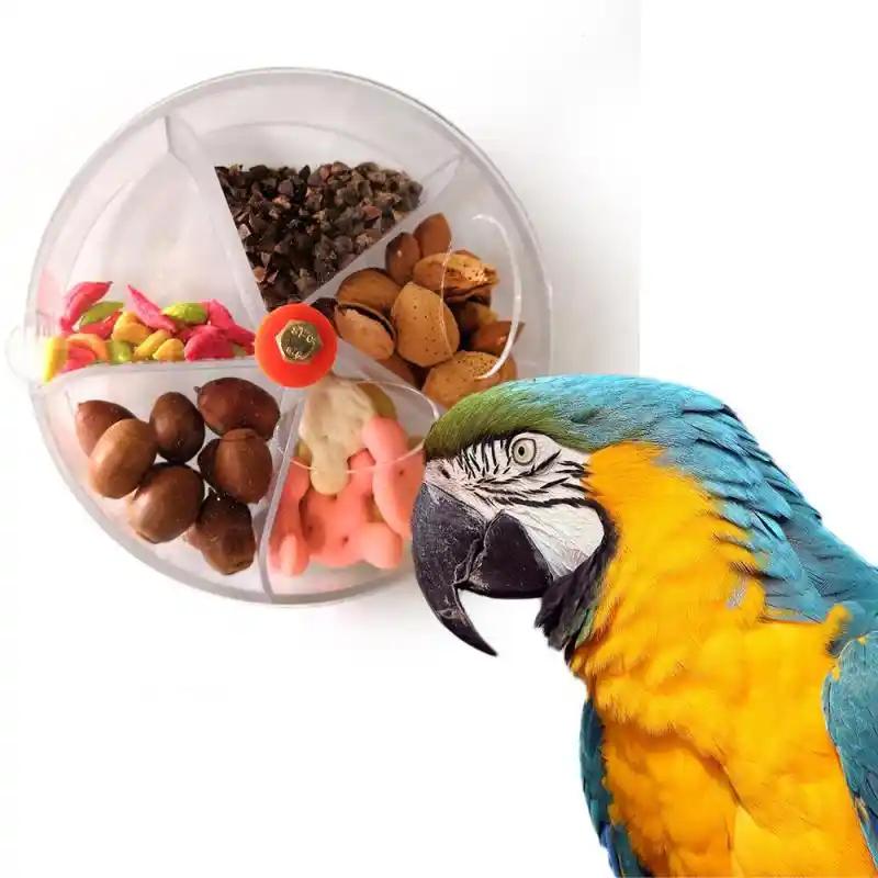 Pet Bird Foraging Ball Parrot Feeder Cage Food Plate Wheel Cage