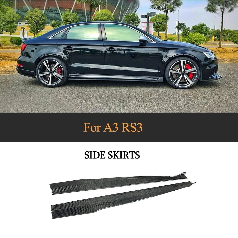 

High Quality Carbon Fiber Car Side Skirt for Audi RS3 Sedan 4-Door 2017 2018 Car Sticker Spoiler Non A3 S3 Standard