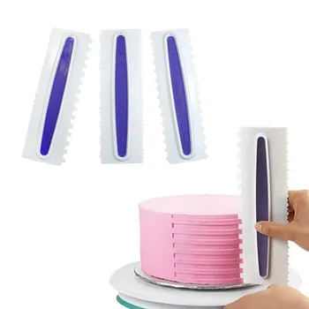 

1PC Pastry Icing Comb Set Plastic Cake Scraper 6 Design Textures Fondant Spatulas Baking Mold Cake Decorating Tools Purple