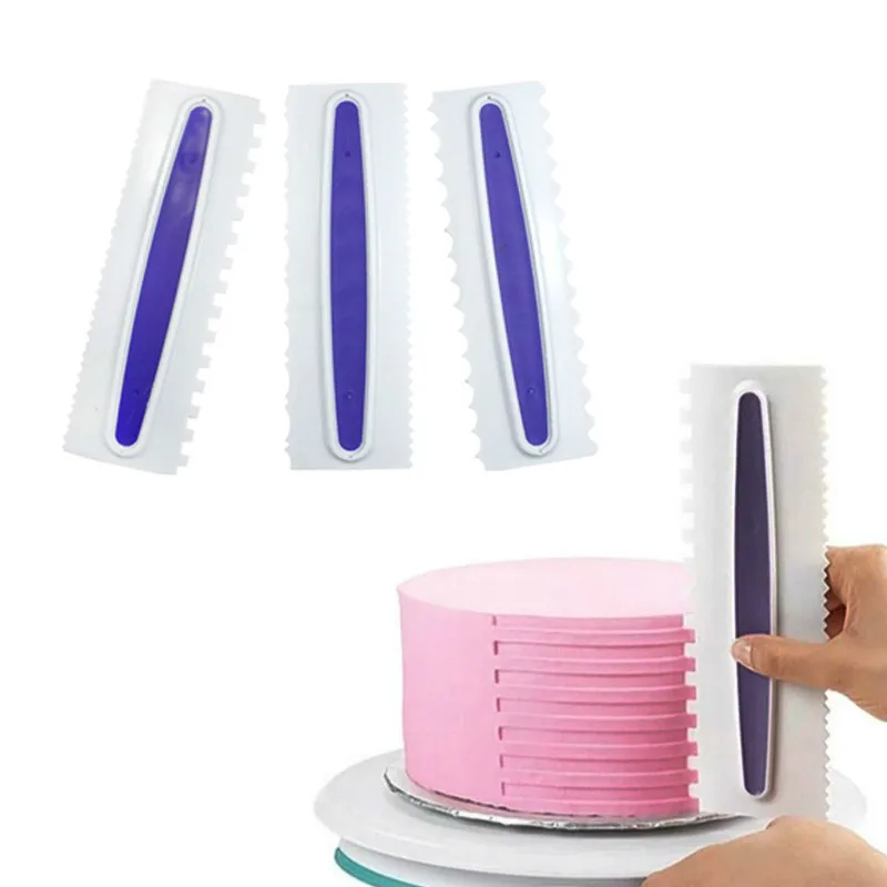  1PC Pastry Icing Comb Set Plastic Cake Scraper 6 Design Textures Fondant Spatulas Baking Mold Cake 