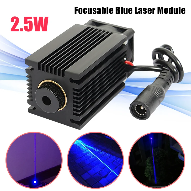 

445nm 2500mW Blue Laser Module With Heat Sink + Fan Cooling +Power Charger For DIY Laser Engraver Machine