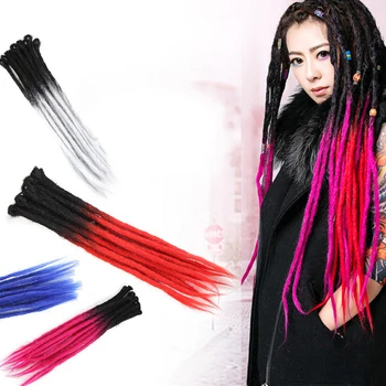 

1 Pack 10 PCS Gradual Change Handmade Dreadlocks Extensions Fashion Reggae Crochet Hip-Hop Synthetic Dread Crochet Braiding Hair