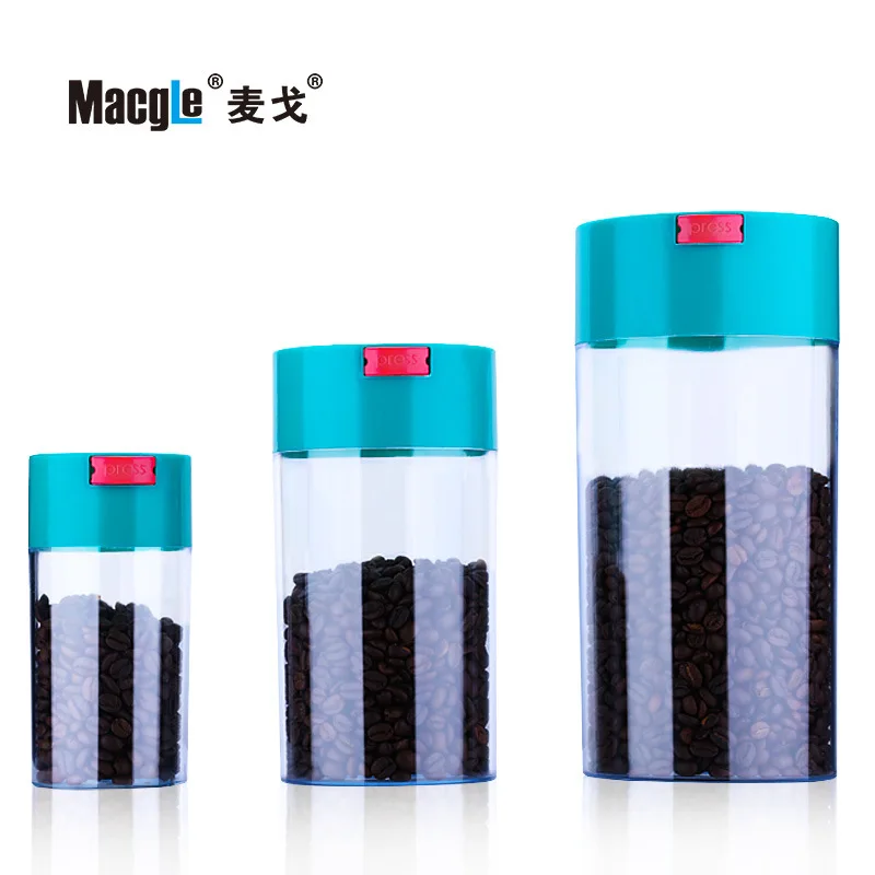 

Mcgo Taiwan Kiss Plastic Seal Up Pot Vacuum Coffee Bean Fresh Tea Snacks Storage Tank