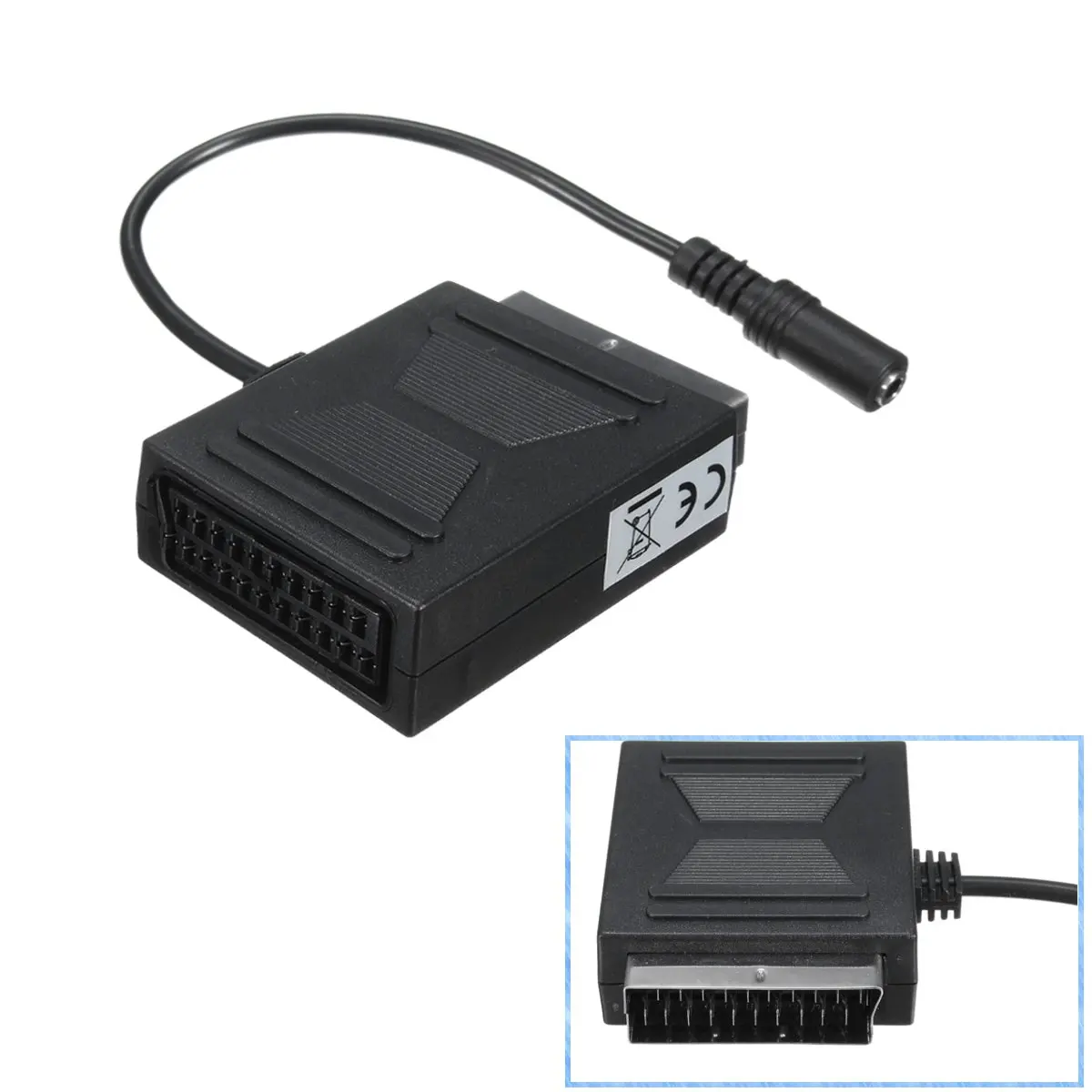 Adaptateur péritel stéréo noir, câble de connecteur, SCART mâle vers sortie Femelle 3.5mm