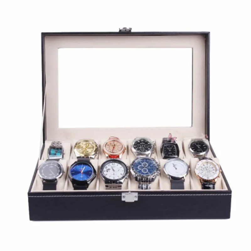 

High Quality 12 6 10 Grids PU Leather Watch Box Case Professional Holder Organizer for Watches Jewelry Boxes Display Best gift