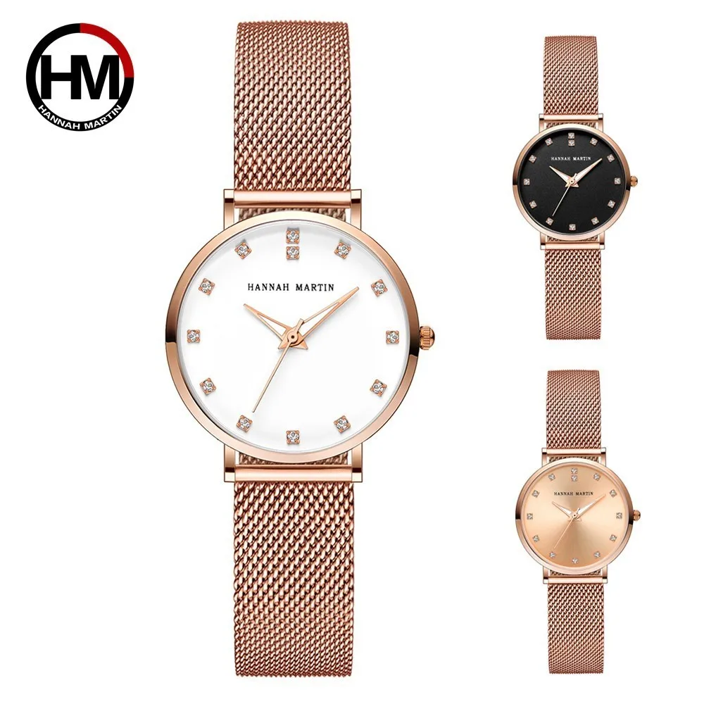 

Women Watches Bracelet Watch Ladies Japan Miyota Movement Luxury Brand Rhinestone Stainless Steel Mesh Wristwatches Waterproof