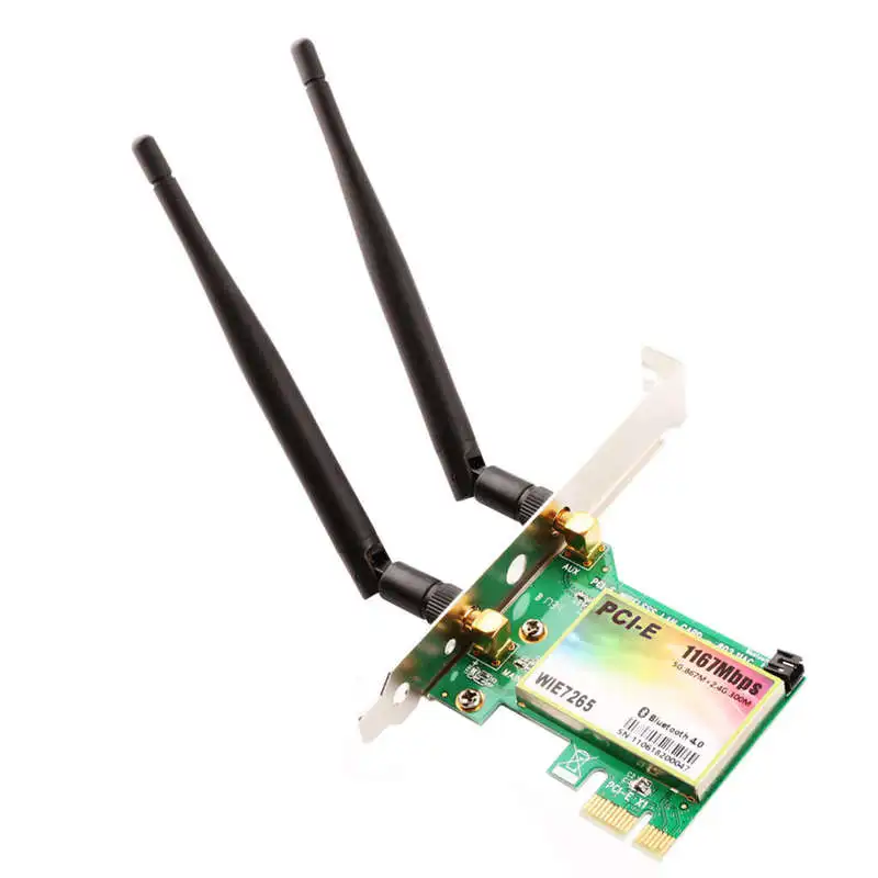 

Pci-E Wireless Network Card 867Mbps Bluetooth 4.0 Wifi Dual Band Gigabit Adapter With High-Gain Antenna
