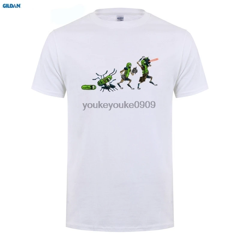 

GILDAN Pickle Evolution Rick and Mory Unique Tee Shirt Pickle Rick Funny T Shirt Men Short Sleeve T-Shirt Print