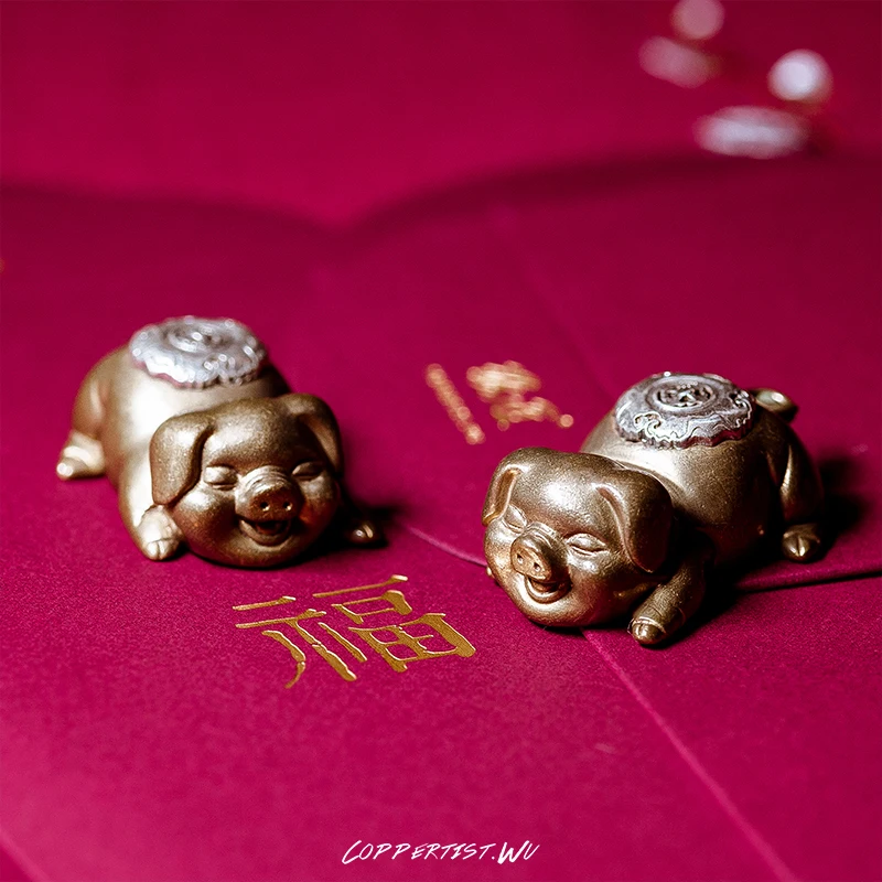 Coppertist. wu латунный с серебром счастливый брелок на ключи в форме поросенка