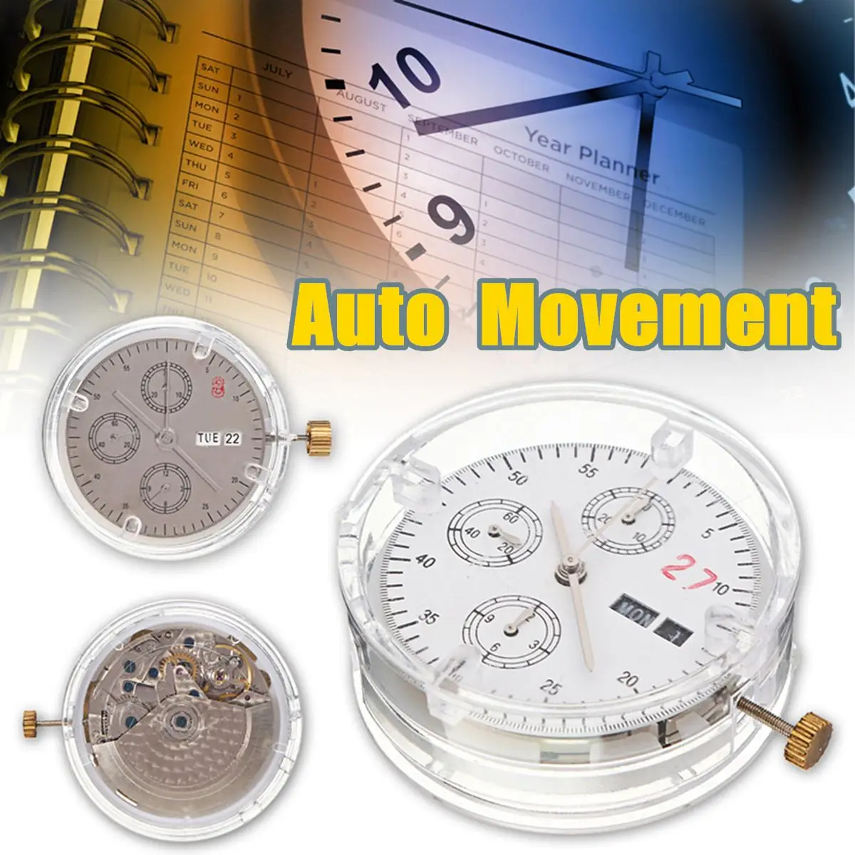 

2 Colors Automatic Movement ETA Clone 7750 Replacement Day Date Chronograph Watch Accessories Repair Tools Kit Parts