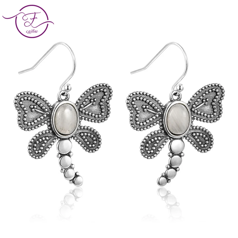 

New Arrival 6x8MM Oval Moonstone Cute Drop Earrings For Women 925 Sterling Silver Party Engagement Wedding Fine Jewelry Earring