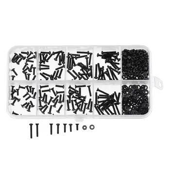 

Suleve M2CH4 480Pcs M2 Hex Socket Button&Flat Head Screw Carbon Steel Bolt Nut Assortment
