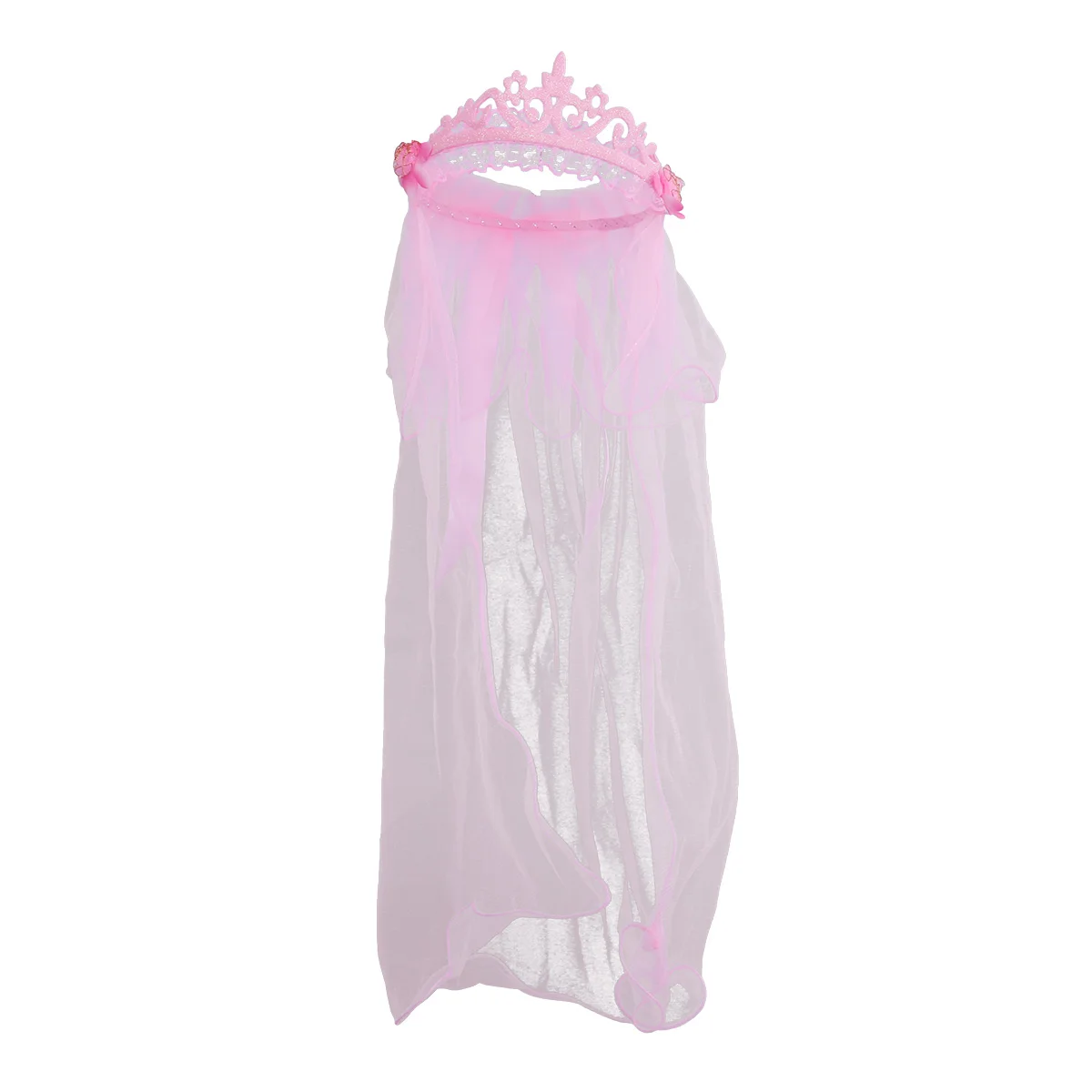 

Delicate Flower Girl Veils Crown Two Layers White Wedding Communion Hair Wreath Headdress Accessories Decoration