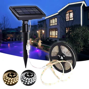 

5m Waterproof Solar LED Strip Light 2835smd IP65 Pure White/warm White Single Color LED StripOutdoor Garden Decor