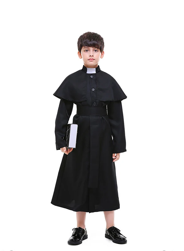 

Kids Boy Purim Easter Priest Father Monk Halloween Costume European religion Jesus Christ Cosplay Carnival Party Fancy Dress
