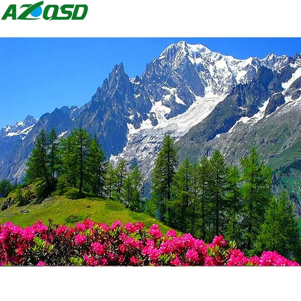 AZQSD Алмазная картина Снежная горная вышивка зимняя Сделай Сам полностью