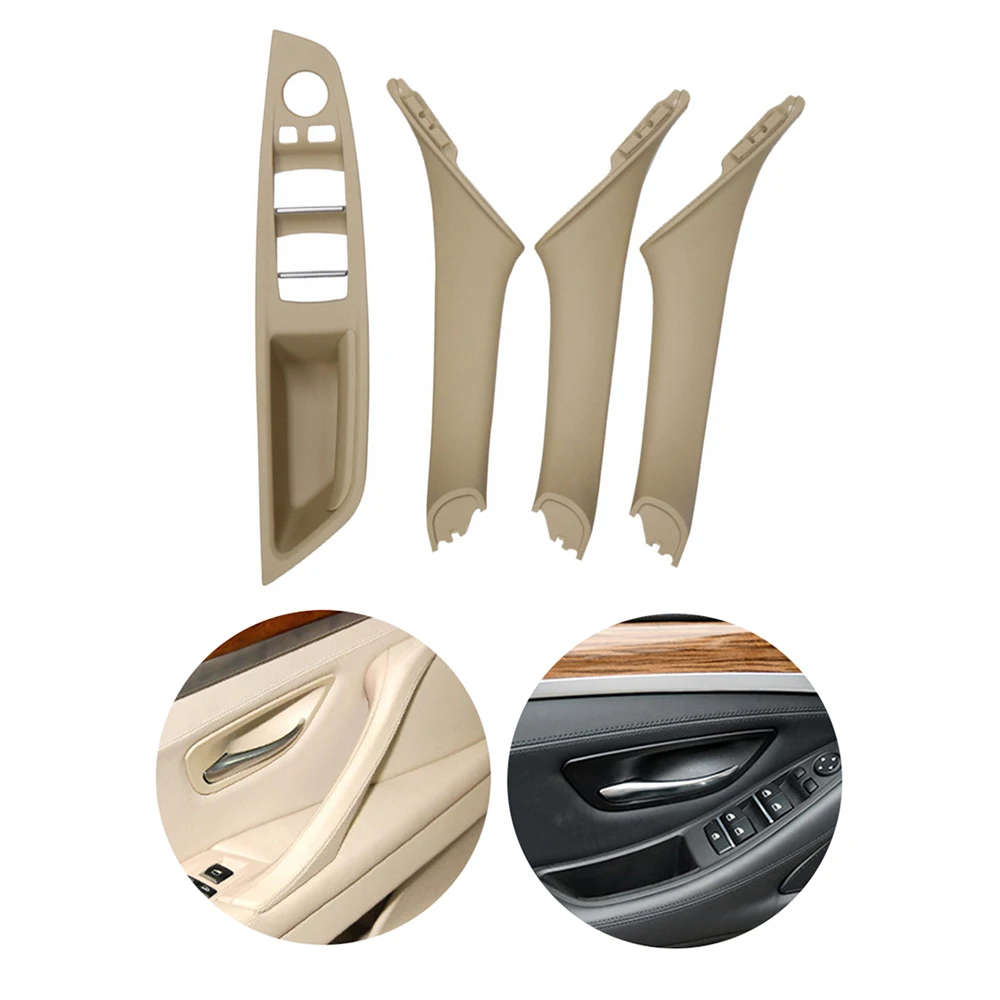 

4Pcs Left Hand Drive For BMW 5 series F10 F11 F18 Beige Black Car Interior Inner Door Handle Panel Pull Trim Cover New Arrival