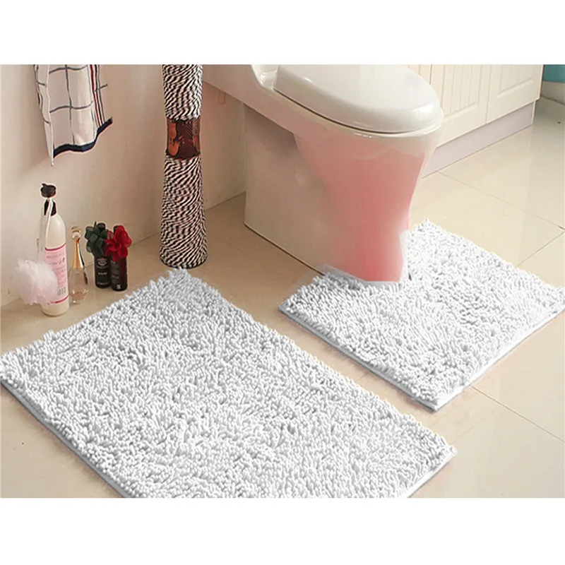 2 Piece Tumble Twist Bath Mat Pedestal Mat Non Slip Bathroom Toilet Set