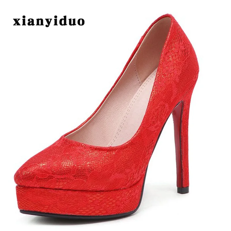 Xianyiduo/Новинка весны 2019 женские туфли-лодочки на высоком каблуке серебристые