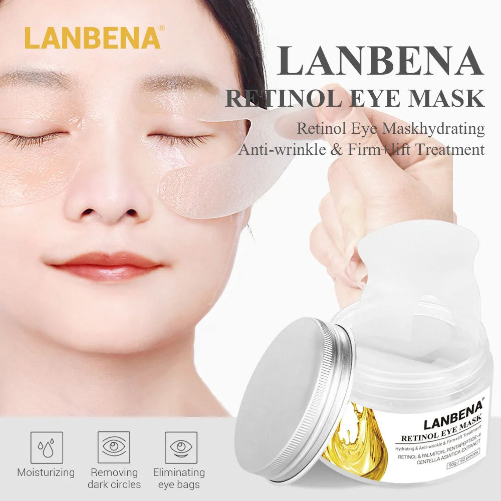 LANBENA ретинол маска для глаз против припухлости подтягивающая укрепляющая уменьшает темные круги Сыворотка для глаз крем для кожи вокруг глаз 50 шт