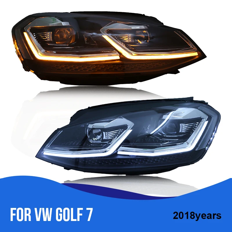 Roadot автомобильные ходовые огни фары для VW Golf 7 2018 Противотуманные двойной U