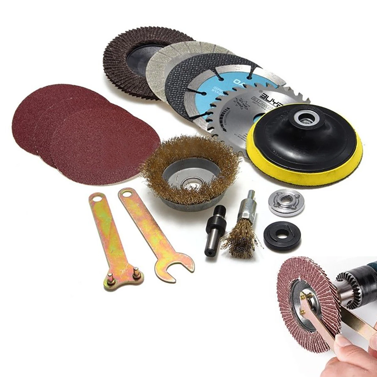 DWZ 14pcs New Hand Drill Variable Angle Grinder Accessory Kit For