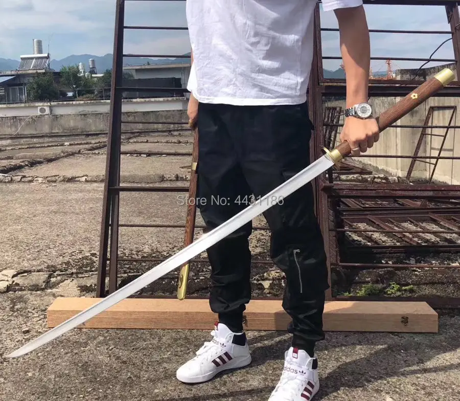 145CM*Chinese Tradition KungFu Miao Dao Sword Katana Damascus Steel Very Sharp Asian Long Handle WuShu Fighting Knife