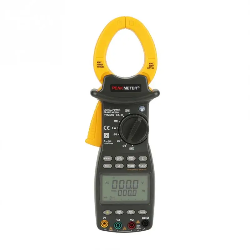 PEAKMETER MS2203 3 фазный цифровой мультиметр измеритель мощности вольтметр зажим для