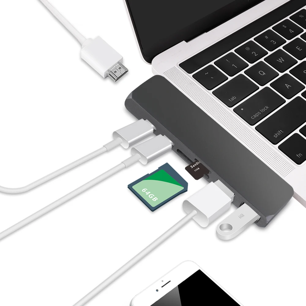 USB Type C концентратор для 4K HDMI адаптер Thunderbolt 3 двойной 1 TF SD PD кардридер нового MacBook Pro
