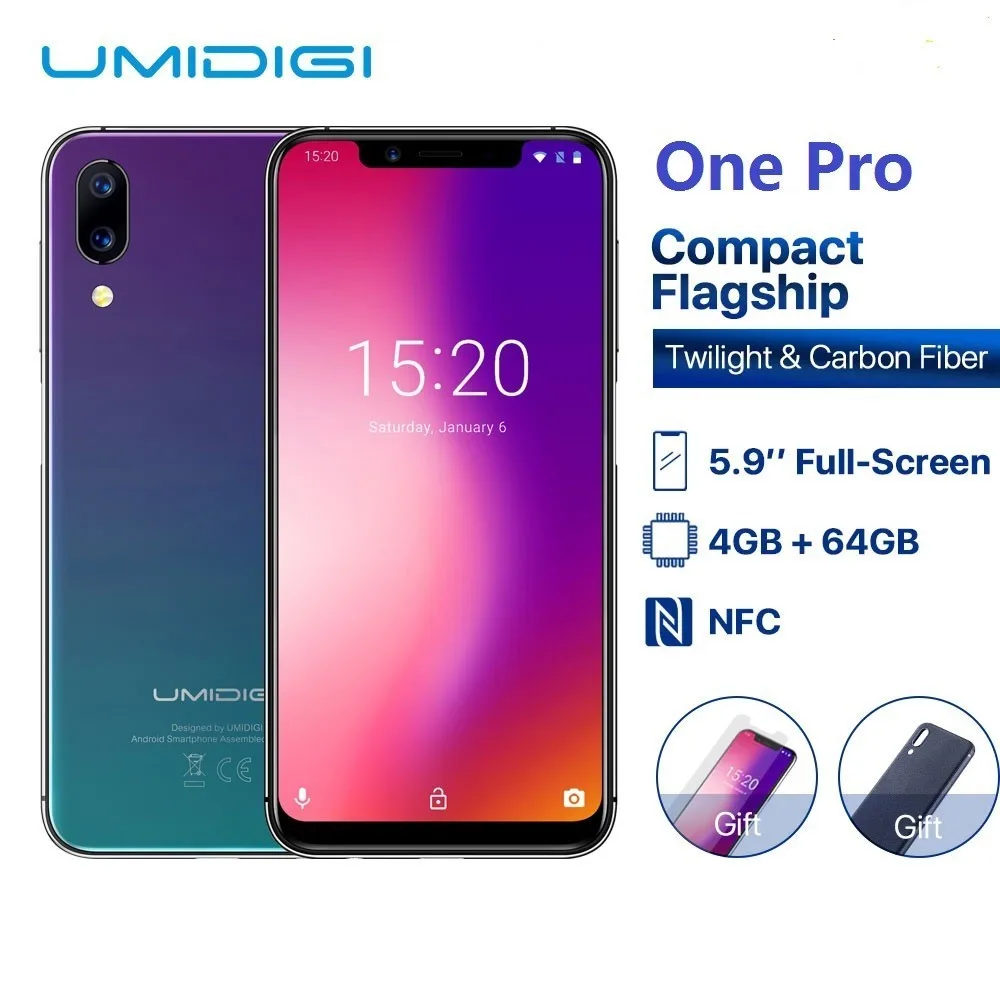 UMIDIGI One Pro Глобальный Band 5,9 "Android 8,1 мобильный телефон беспроводной зарядки 4 GB 64 GB P23 восьмиядерный смартфон 12MP + 5MP двойной 4G NFC