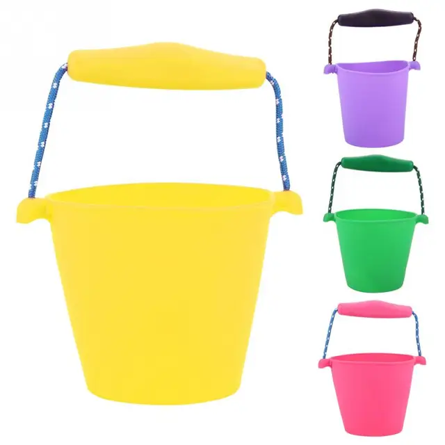 4 Colors Beach Bucket Silicone Folding Hand-held Barrel Toy Baby Kids Shower Bath Toy Sand Dabbling Pour Water Toy 1