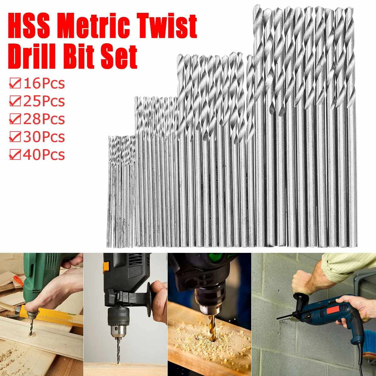 

16/25/28/30/40Pcs High Speed Steel Metric Twist Drilling Drill Bits Set 0.5-3mm Small Cutting Resistance for Metal Wood Plastic