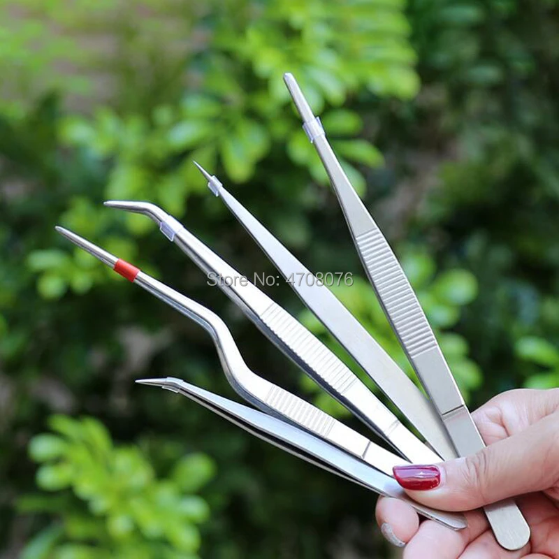 

160mm 1set/pack Precision tweezers Medical pliers Dressing forceps stainless steel clamp straight/curve/flat tip tweezers