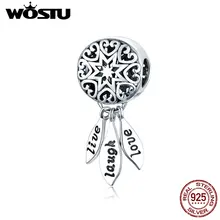 WOSTU, 925 пробы, серебряный, живой смех, любовь, амулеты, CZ бисер, подходит для оригинального браслета, браслет, подвеска, амулеты для изготовления ювелирных изделий CQC1128