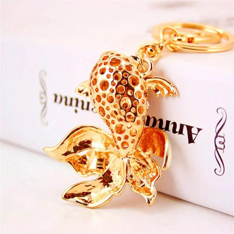 Fashionable Accessory Key Ring Shiny Rhinestone Decoration Fish Shape Pendant Keychain Glitter Phone Car Wallet Bag Keychain