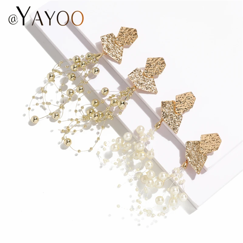 

AYAYOO Danging Earrings For Women Bohemian Pearl Beads Tassel Earrings Dangles Gold Color Long Earings Fashion Jewelry