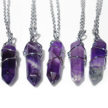 

Fashion Crystal Necklace Pendant with Chain Opalite Gem Stone Hot Starry Sky Onyx Amethyst