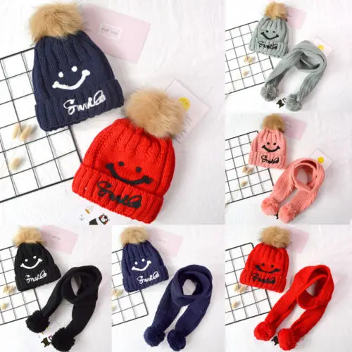 2 предмета; вязаная зимняя шапка для маленьких мальчиков и девочек; теплая шапочка для малышей; вязаная шапка; шарф; повседневная одежда для мальчиков и девочек