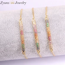 10 шт. ZYZ330-4284 проложить Установка красочный кубический цирконий Кристалл регулируемый стержень браслеты для женщин или девочек ювелирные изделия с фианитами подарок