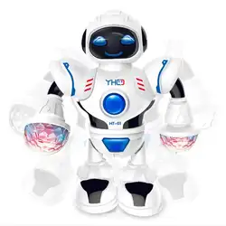 Светодиодный музыкальный танцевальный игрушечный Электрический робот для детей, электроника Jouets, Электрический робот, забавный подарок