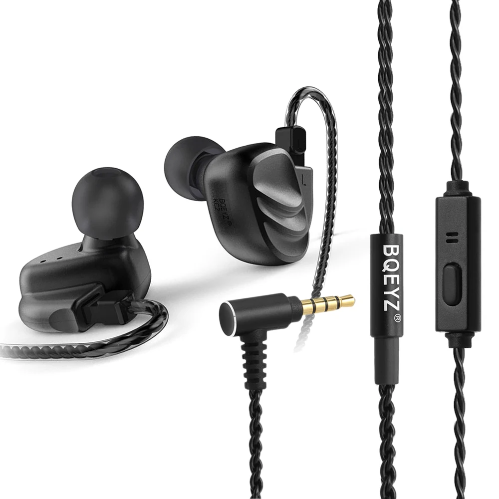 BQEYZ KC2 DIY наушники проводные 2BA + 2DD гибридные динамические HIFI для бега спортивные