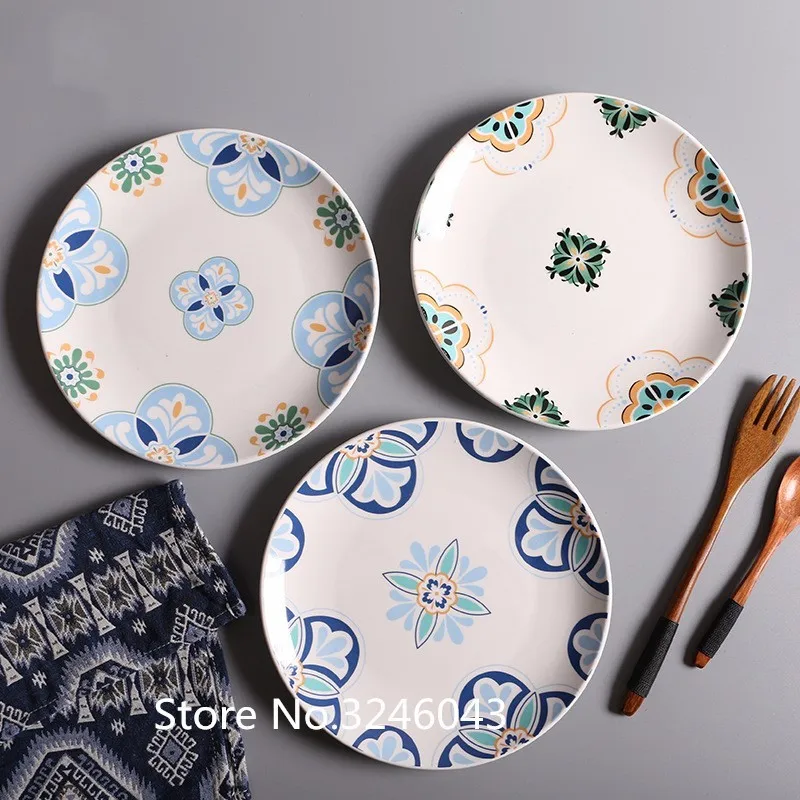 

4pieces8 inchVintage ceramic cutlery set Unique Dinner Set Dish Dessert Plate Wholesale Dinnerware Cake Tray