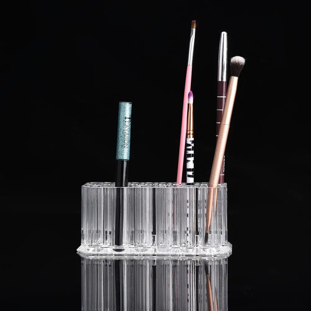 

Transparent Acrylic Makeup Organizer Box Brush Stand 26 Hole Eyeliner Storage Box Eyebrow Pencil Display Stand Lipstick Holder